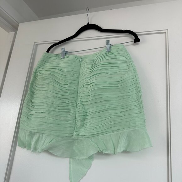 NWT Hansen & Gretel Levi Mini Skirt in Seafoam Sz Medium Ruffle Trim Cinched - Picture 8 of 9